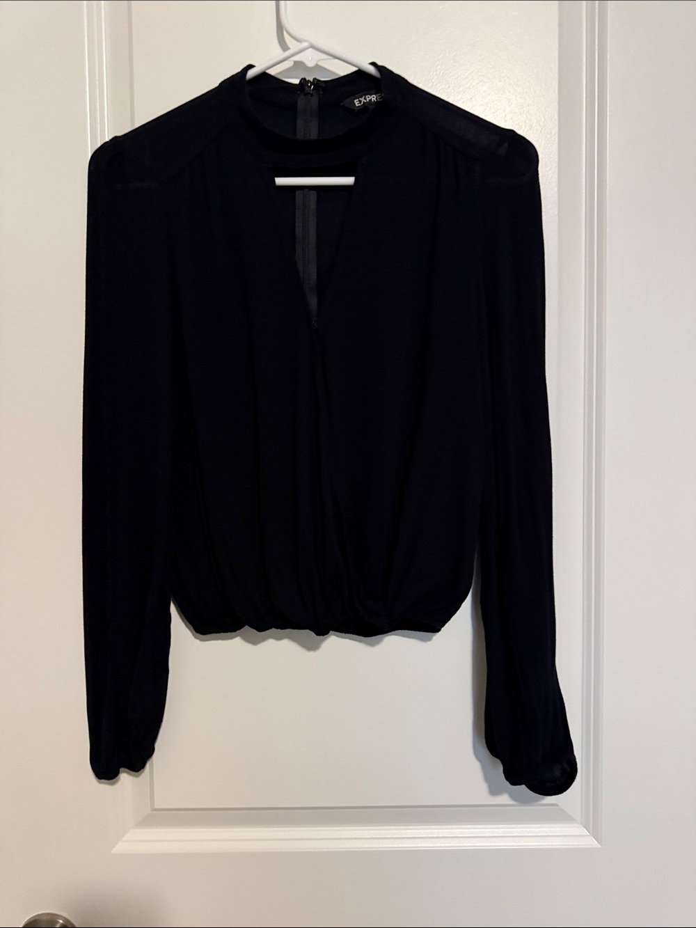 Express Black Long-Sleeve Split-Sleeve Blouse